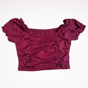 SHEIN Burgundy Ruched Crop Top